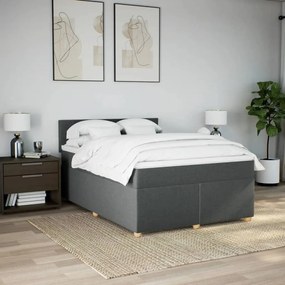 ΚΡΕΒΑΤΙ BOXSPRING ΜΕ ΣΤΡΩΜΑ ΣΚΟΥΡΟ ΓΚΡΙ 160X200 ΕΚ ΥΦΑΣΜΑΤΙΝΟ 3289032