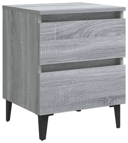 vidaXL Κομοδίνα 2 τεμ. Γκρι Sonoma 40 x 35 x 50 εκ. με Μεταλλικά Πόδια
