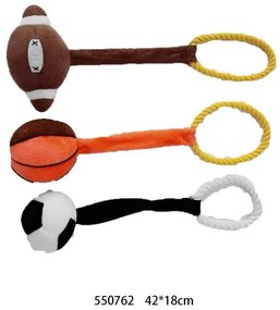 Λούτρινο παιχνίδι σκύλου μπάλα με σχοινί - Soft toy - 42cm - 12pcs - 550762