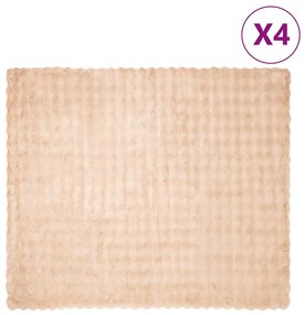 vidaXL Ψεύτικη κουβέρτα από κουνέλι 4 pcs Μπεζ 240 x 270 εκ.