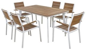 Set Dining Table 7pieces White color