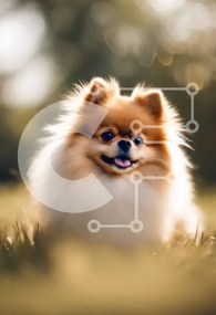 Intra Συλλεκτικό Ξύλινο Παζλ Plywood  4mm - Χνουδωτό σκυλί Pomeranian στο γρασίδι Σε Ξύλινο Κουτί - Διαστάσεις: 10x10 cm – 25 κομμάτια