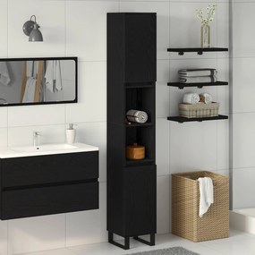 vidaXL Ντουλάπι Μπάνιου Μαύρη Οξυά 30 x 30 x 190 εκ Επεξεργασμένο Ξύλο
