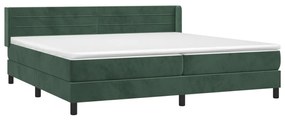 Κρεβάτι Boxspring με Στρώμα Σκούρο Πράσινο 200x200εκ. Βελούδινο - Πράσινο