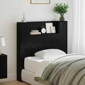 vidaXL Κεφαλάρι αποθήκευσης με LED Μαύρη Δρυς Επεξεργασμένο Ξύλο