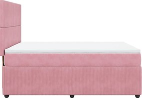 vidaXL Κρεβάτι Boxspring με Στρώμα Ροζ 140x190 εκ. Βελούδινο