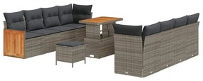 vidaXL Σετ Καναπέ Κήπου με μαξιλάρι 11 pcs Γκρι 90 x 55 x 71 cm