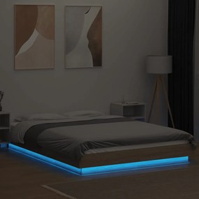 vidaXL Πλαίσιο Κρεβατιού με Φώτα LED Sonoma Δρυς 140x200εκ. Επεξ. Ξύλο