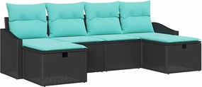 vidaXL Σετ Καναπέ Κήπου με μαξιλάρι 6 pcs Μαύρο Πολυ ράταν