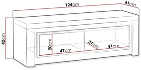 Τραπέζι Tv Stanton G109, Ribbeck δρυς, Γυαλιστερό λευκό, Αριθμός συρταριών: 1, 124x42x41cm, 30 kg | Epipla1.gr