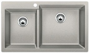 Blanco Pleon 9 Pearl Grey SILGRANIT™ PuraDur™ Γρανιτένιος Νεροχύτης Ένθετος με 2 Γούρνες 86x50cm