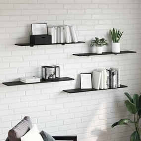 vidaXL Ράφι Βιβλίων 3 επιπέδων 4 pcs 100 x 20 x 1,5 cm Μαύρο