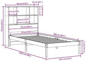 ΚΡΕΒΑΤΙ ΒΙΒΛΙΟΘΗΚΗ ΧΩΡΙΣ ΣΤΡΩΜΑ 90X200 ΕΚ. ΜΑΣΙΦ ΞΥΛΟ ΠΕΥΚΟΥ 3321602