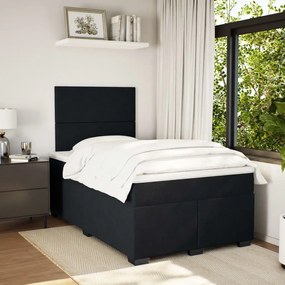 vidaXL Κρεβάτι Boxspring με Στρώμα Μαύρο 120x190 εκ. Βελούδινο