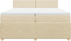 vidaXL Κρεβάτι Boxspring με Στρώμα Κρεμ 200x200 εκ. Υφασμάτινο