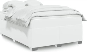 vidaXL Κρεβάτι Boxspring με Στρώμα Λευκό 160x200εκ.από Συνθετικό Δέρμα