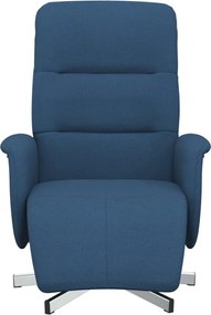 vidaXL Πολυθρόνα Ανακλινόμενη με Υποπόδιο Μπλε Υφασμάτινη