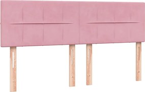 vidaXL Box Spring κρεβάτι με στρώμα ροζ 160x220 cm Βελούδινο