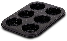 Φόρμα Muffins 6 Θέσεων Αντικολλητική Nature 10-239-018 26,5cm Black Nava Steel