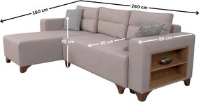 Corner Sofa-Bed Tloft Mini - Cream Cream