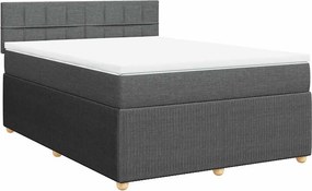 vidaXL Κρεβάτι Boxspring με Στρώμα Σκούρο Γκρι 140x200 εκ Υφασμάτινο