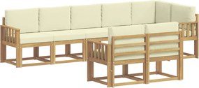 vidaXL Σειρά Καναπέ Εξωτερικού 8 pcs Λευκό και Κρεμ Πολυεστέρας