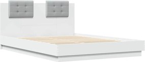 vidaXL Πλαίσιο Κρεβατιού με Κεφαλάρι/LED Λευκό 150 x 200 εκ