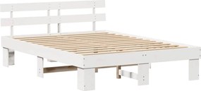 vidaXL Σκελετός Κρεβατιού Λευκό 150 x 200 cm Στερεά ξυλεία πεύκου