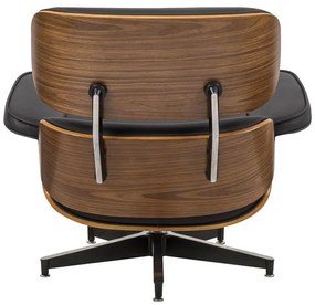 Πολυθρόνα-υποπόδιο relax Jenna μαύρο pu- plywood καρυδί-βάση χρωμίου 82x92x82εκ 82x92x82 εκ.
