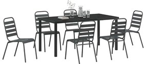 vidaXL Σέτ φαγητού για κήπο 7 pcs Σκούρο γκρι Ατσάλι