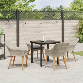 vidaXL Σετ τραπεζαρίας 5 pcs Ανοιχτό γκρι και Μαύρο Μέγεθος: Μεσαίο