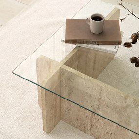 Τραπεζάκι Σαλονιού Τραβερτίνη DEFOZE 105x65x30