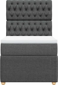 vidaXL Κρεβάτι Boxspring με Στρώμα Σκούρο Γκρι 100x200 εκ. Υφασμάτινο