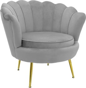 Πολυθρόνα Daimon pakoworld βελούδο γκρι-χρυσό 79x74x78εκ