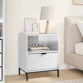vidaXL Κομοδίνο Γυαλιστερό λευκό 49 x 36 x 61 εκ Επεξεργασμένο ξύλο
