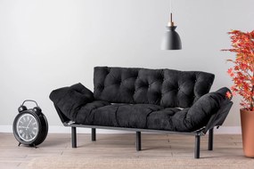 Τριθέσιος Καναπές Κρεβάτι Μαύρο TONNE 70x185x85