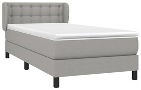 Κρεβάτι Boxspring με Στρώμα Ανοιχτό Γκρι 90x200 εκ. Υφασμάτινο - Γκρι