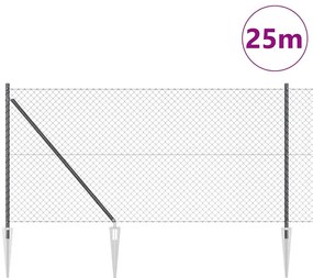 vidaXL Σετ Στύλων Φράχτη Γκρι 1 x 25 m