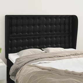 Κεφαλάρι με Πτερύγια Μαύρο 147x23x118/128 εκ. Συνθ. Δέρμα 3118046