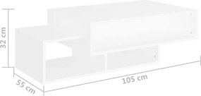 vidaXL Τραπεζάκι Σαλονιού Λευκό 105 x 55 x 32 εκ. από Επεξ. Ξύλο