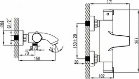 Karag Thermostatico 67033JW3 - Θερμοστατική Μπαταρία Λουτρού Χρωμέ