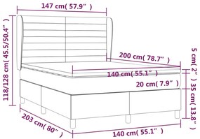 vidaXL Κρεβάτι Boxspring με Στρώμα Σκούρο Γκρι 140x200 εκ Υφασμάτινο