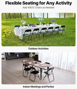 VEVOR 4 Pack Folding Chairs Portable Leather Chairs with Padded Cushion Black