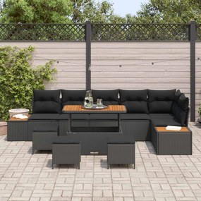 vidaXL Σετ Καναπέ Κήπου με μαξιλάρι 10 pcs Μαύρο