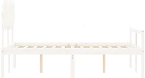 vidaXL Κρεβάτι Ηλικιωμένου με Κεφαλάρι Λευκό Μασίφ Ξύλο Double