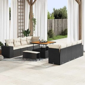 vidaXL Σετ Καναπέ Κήπου 11 pcs Μαύρο, Κρέμα 100 x 100 x 71 cm