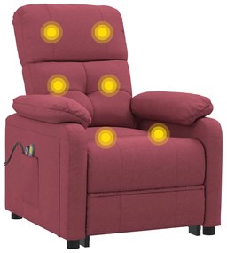 vidaXL Πολυθρόνα Μασάζ Ηλεκτρική Μπορντό Υφασμάτινη