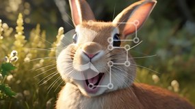 Σετ των 2 Intra Συλλεκτικό Ξύλινο Παζλ Plywood  4mm - Ευτυχισμένο κουνέλι στο ψηλό γρασίδι Σε Ξύλινο Κουτί - Διαστάσεις: 10x10 cm – 25 κομμάτια