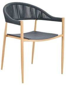 WOODWELL Ε6722,4MALTA Πολυθρόνα Στοιβαζόμενη, Μέταλλο Βαφή Φυσικό, PP-UV Γκρι, Rope Wicker Γκρι 57x57x76cm Ε6722,4