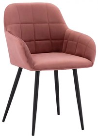 ARMCHAIR WITH DUSTY PINK VELVET &amp; BLACK METAL FRAME  57X61X84cm